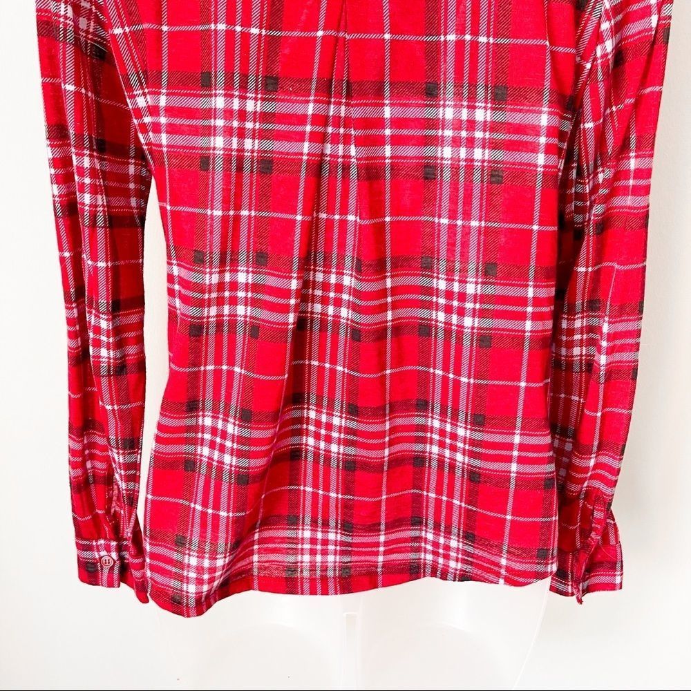 DEREK HEART | Flannel Checkered Button Up Blouse - Picture 7 of 9